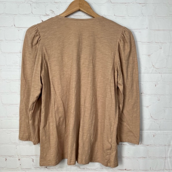 Loft Blouse Womens Size Medium Brown Pullover Lightweight Tassle Tie Front - Picture 9 of 9